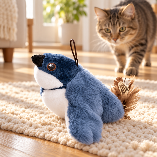 Flapping Bird Cat Toy in a warm sunlit home